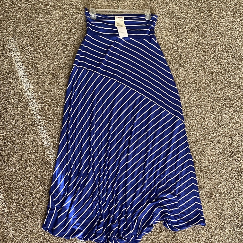 Design History Asymmetrical Striped Skirt in Blue and White